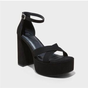 Women’s Becky Platform Heels with Memory Foam Insole - A New Day Black Size 6